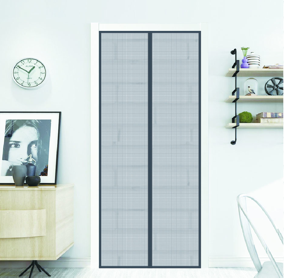 Magnetic Screen Door Fiberglass 18 Mesh Curtain Plastic Coating Grey